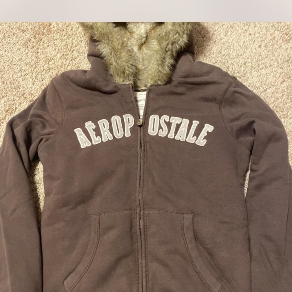 Aeropostale Brown Jacket with Faux Fur